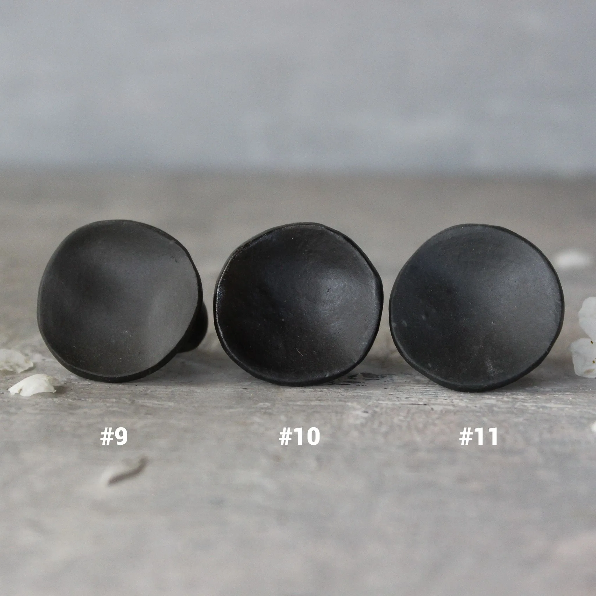Large Black Satin Porcelain Rings