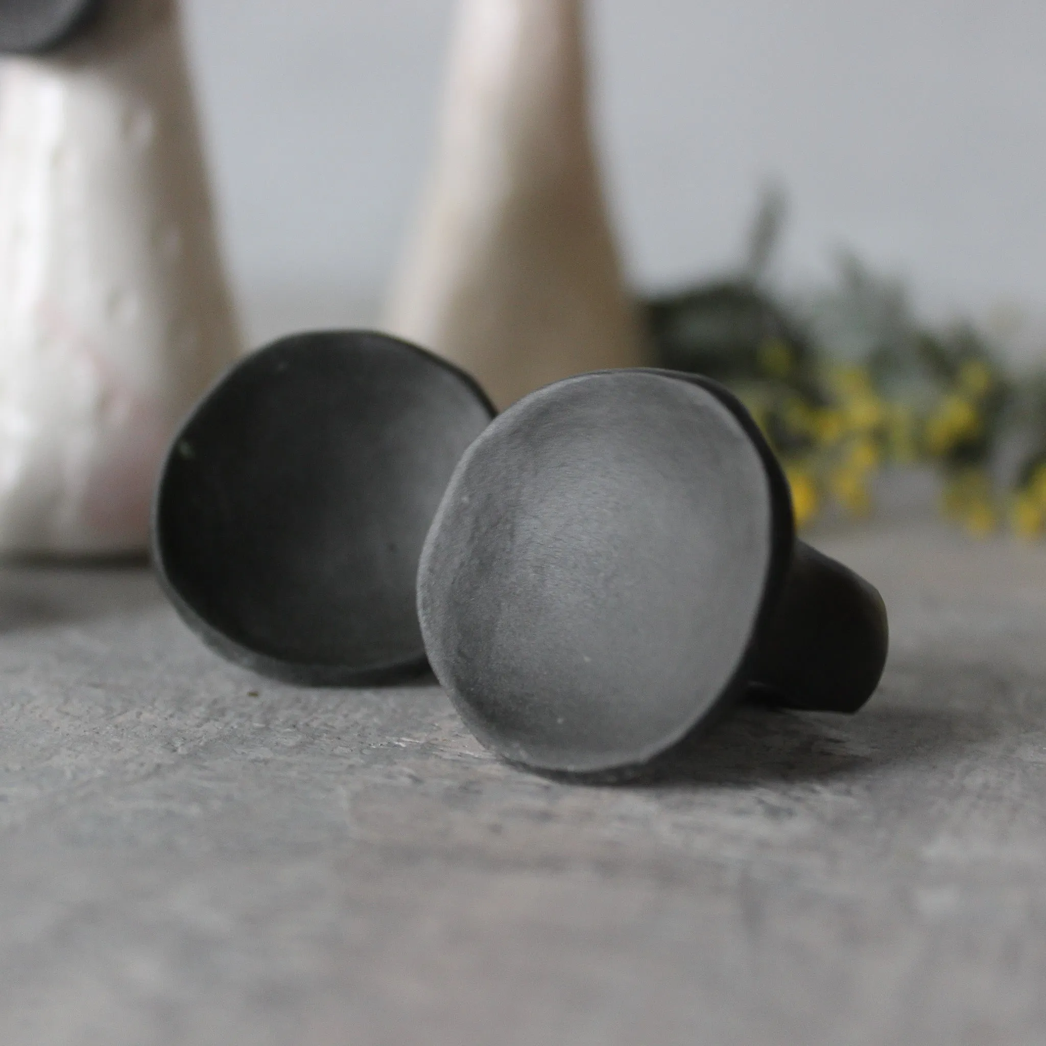 Large Black Satin Porcelain Rings