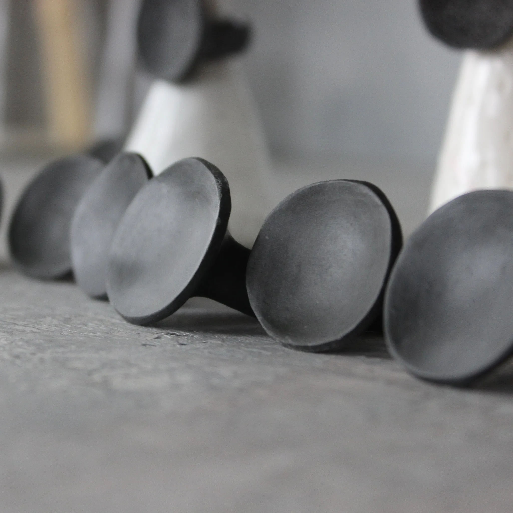 Large Black Satin Porcelain Rings