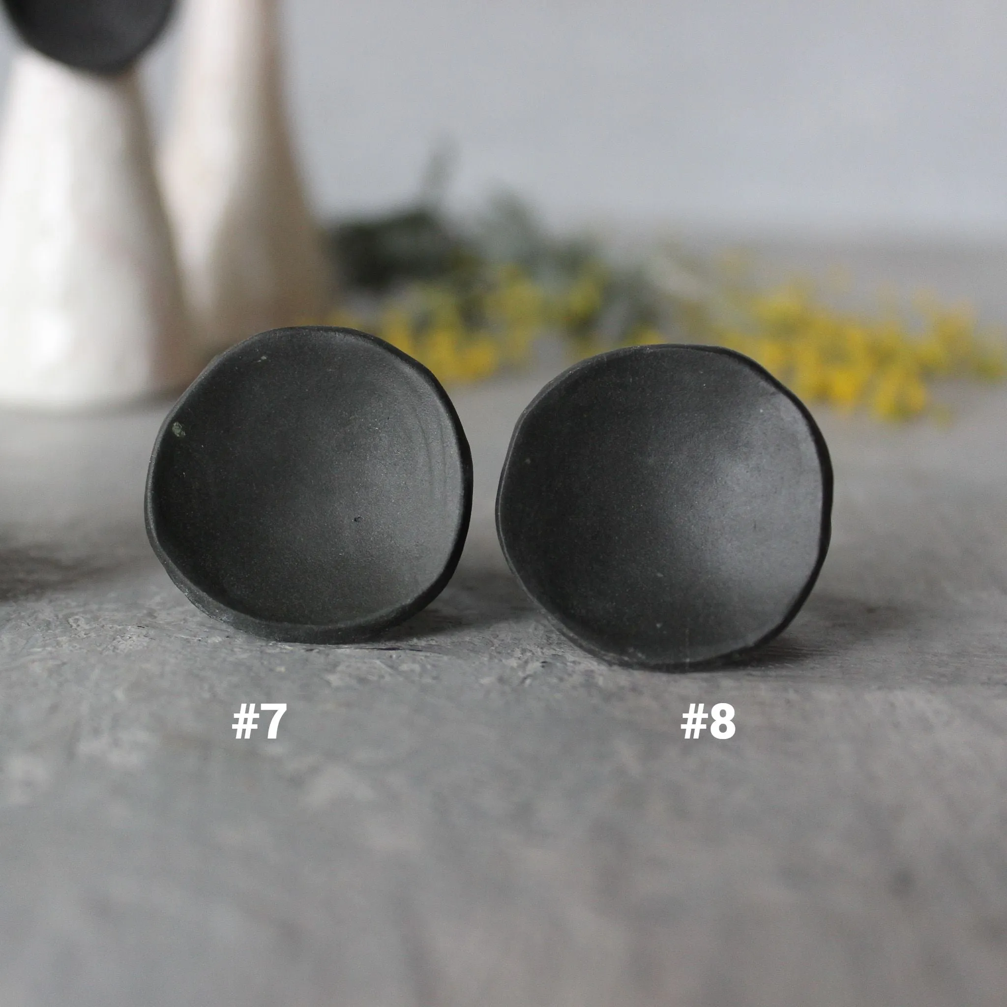 Large Black Satin Porcelain Rings