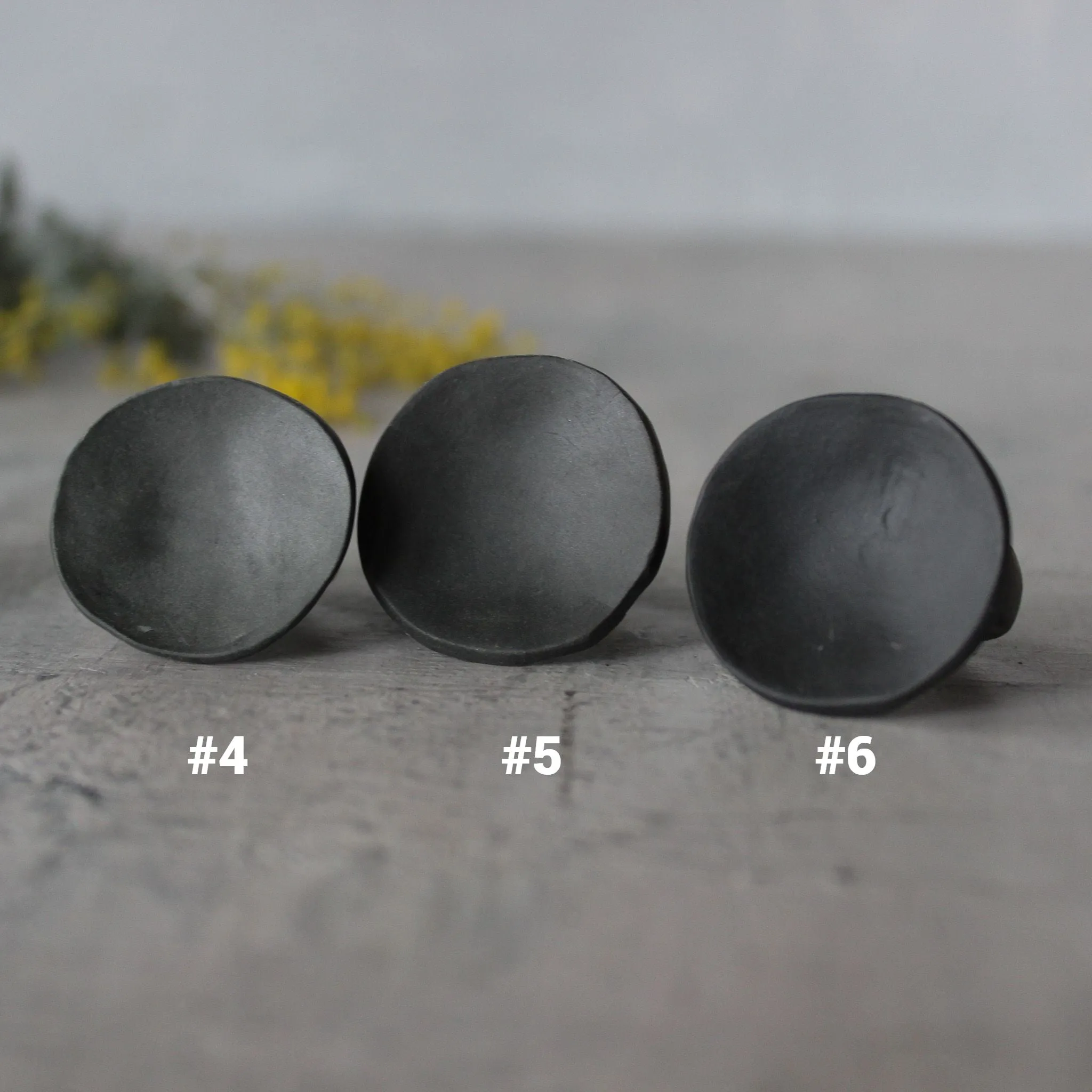 Large Black Satin Porcelain Rings
