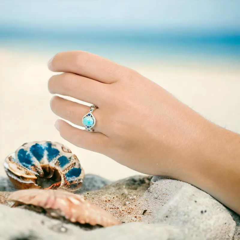 Larimar Crystalline Mandorla Ring by Alamea