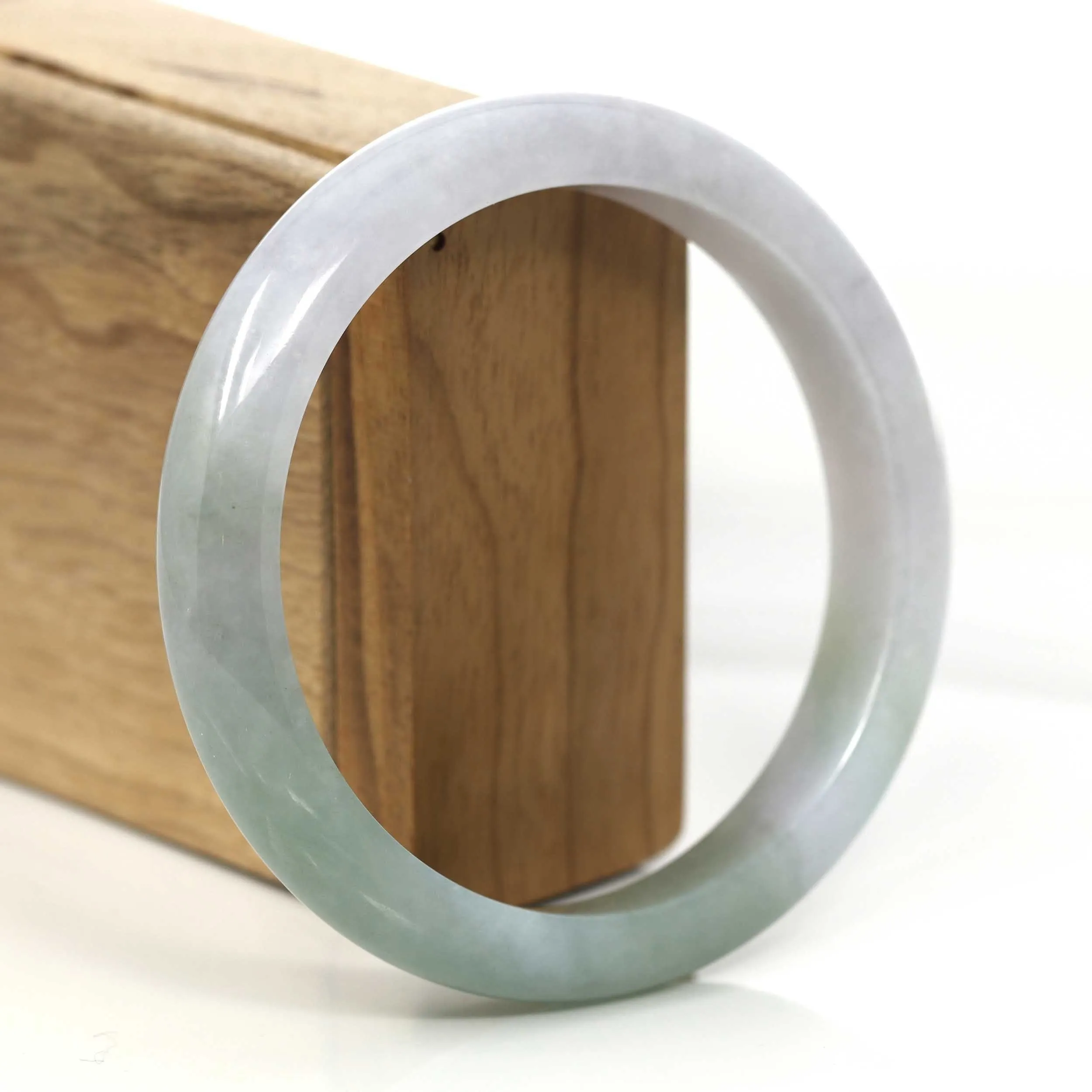 Lavender- Forest Green Jadeite Jade Bangle Bracelet (62.63 mm) #358