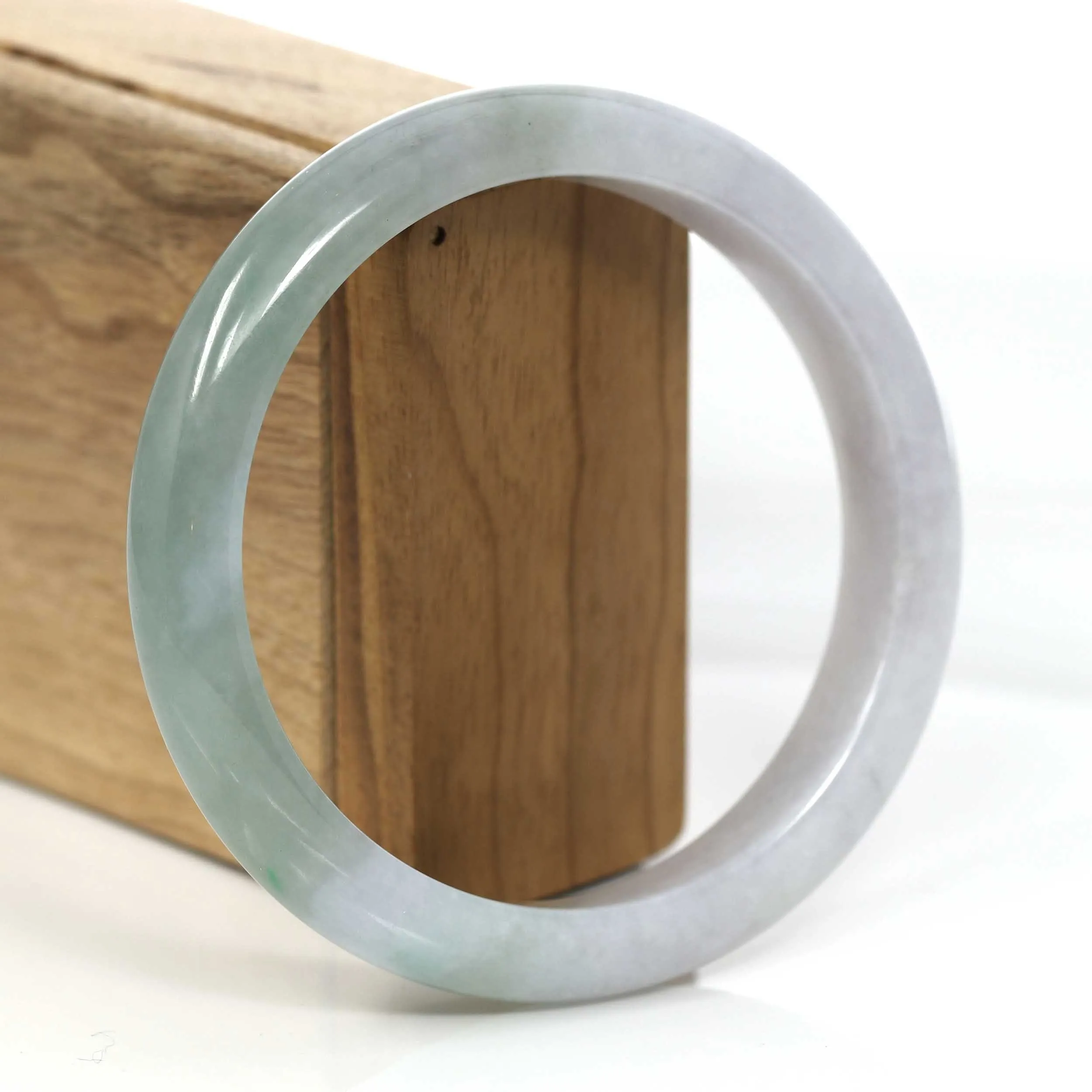 Lavender- Forest Green Jadeite Jade Bangle Bracelet (62.63 mm) #358