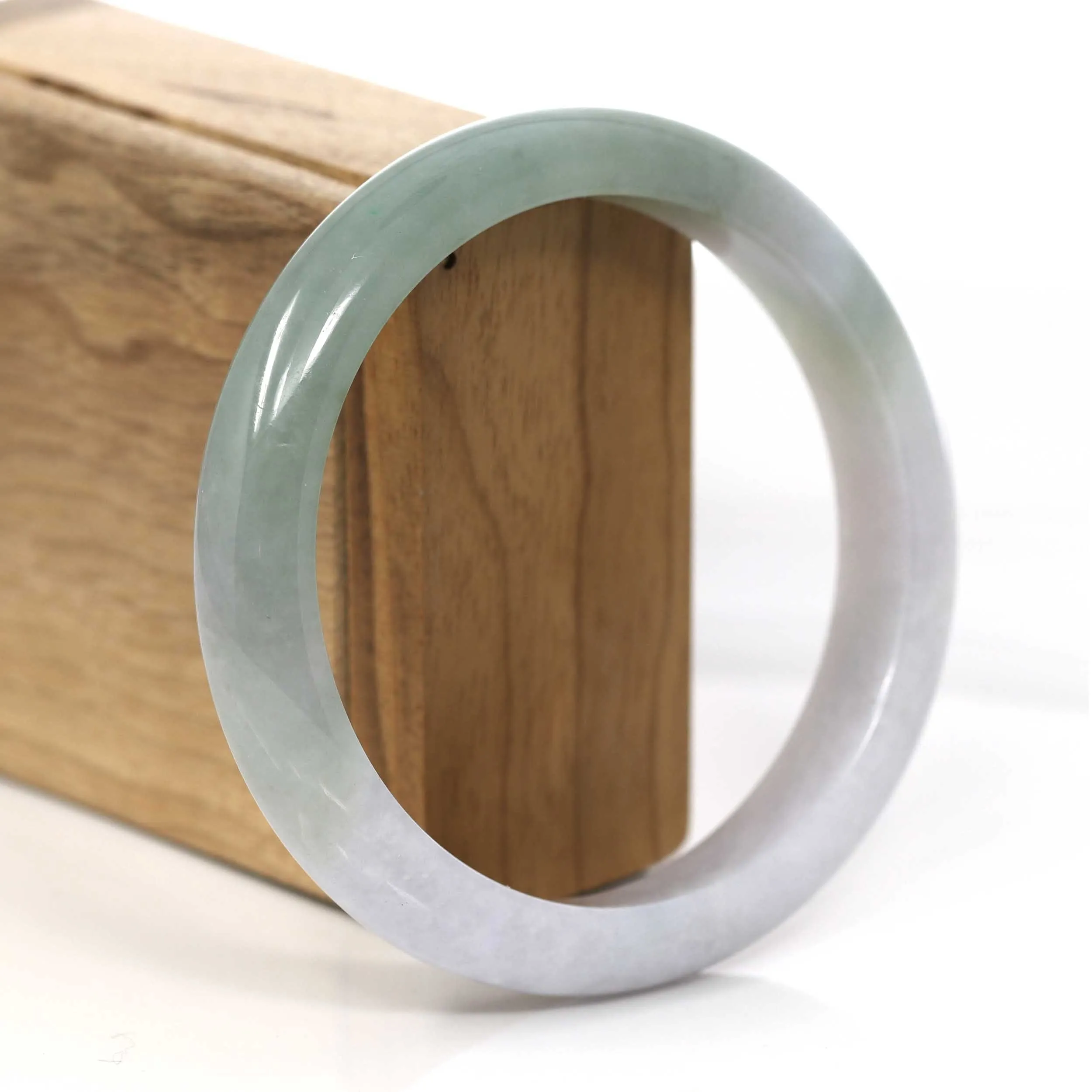 Lavender- Forest Green Jadeite Jade Bangle Bracelet (62.63 mm) #358