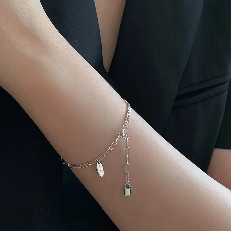 Letter Brand Tassel Asymmetric Small Lock Bracelet