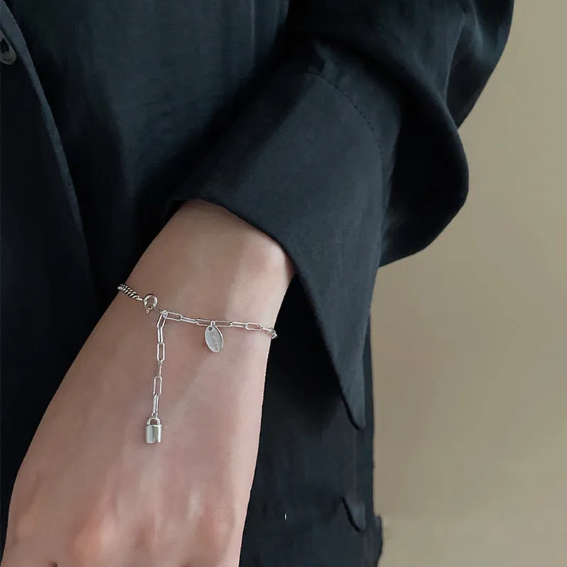 Letter Brand Tassel Asymmetric Small Lock Bracelet