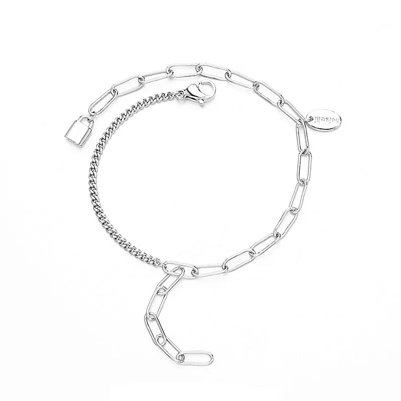 Letter Brand Tassel Asymmetric Small Lock Bracelet