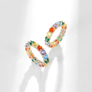 Light luxury design high-end candy color rainbow ring