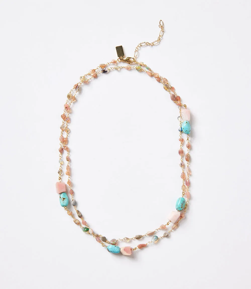 Long Beaded Gemstone Necklace
