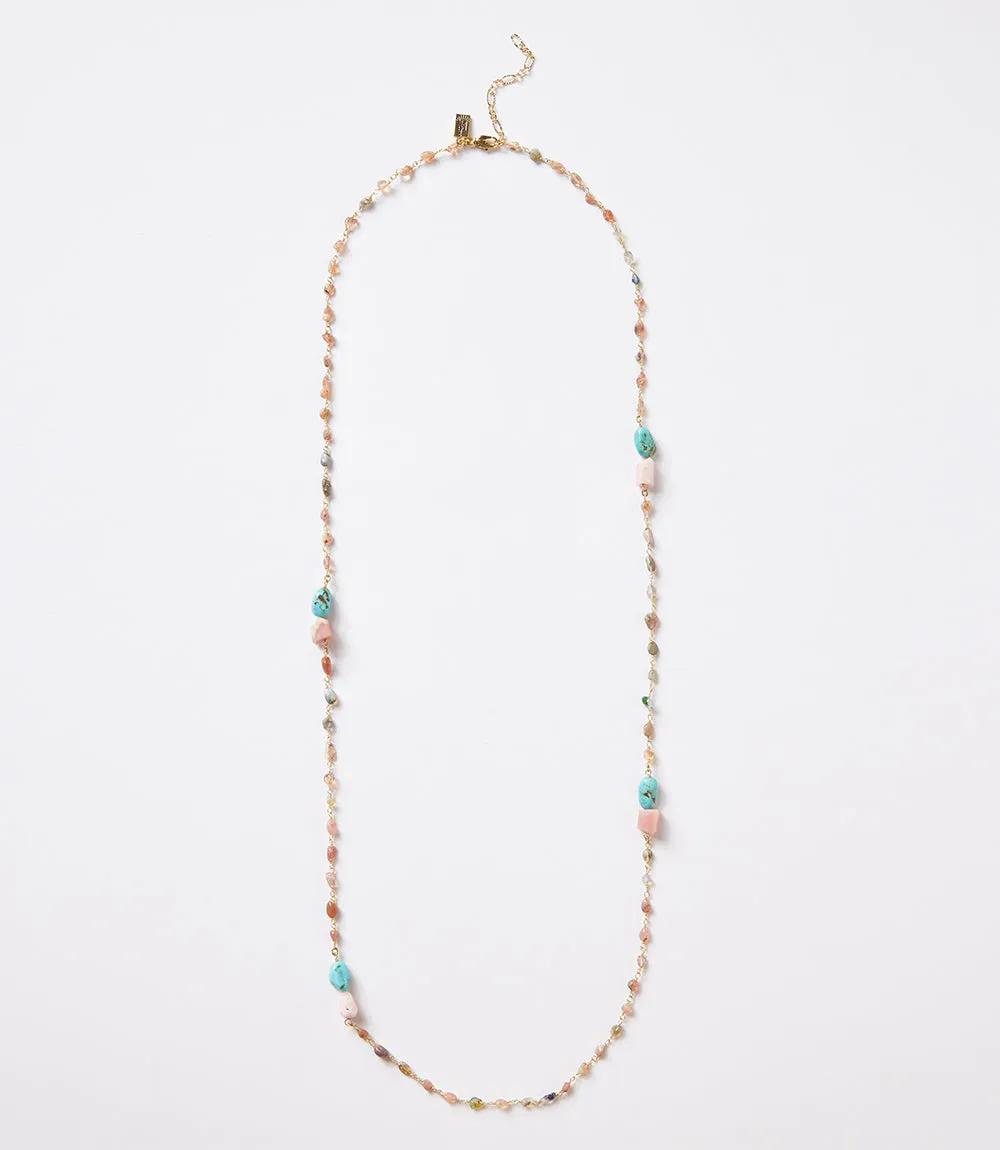 Long Beaded Gemstone Necklace