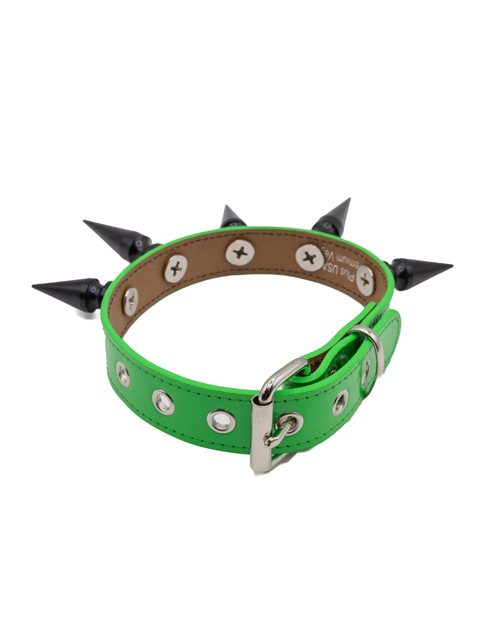 Long Spiked Choker- Green