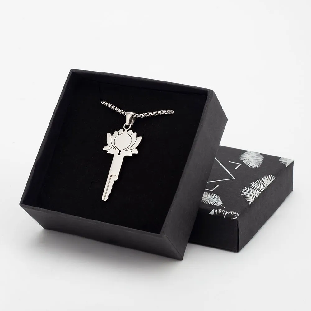 Elegant Lotus Flower Chastity Key Locket - Beautiful Keyholder for Discreet Storage