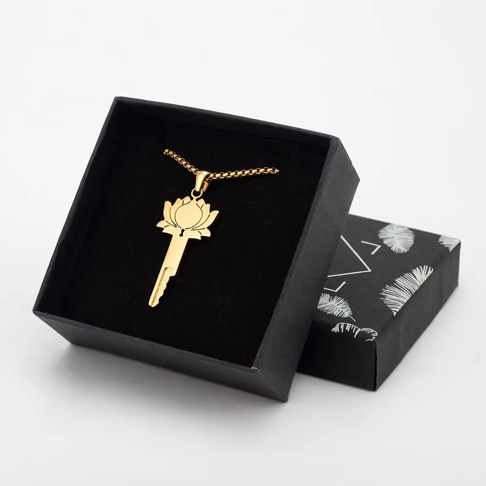 Elegant Lotus Flower Chastity Key Locket - Beautiful Keyholder for Discreet Storage