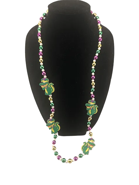 Mardi Gras Alligator w/ Crown Beads