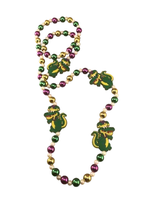 Mardi Gras Alligator w/ Crown Beads