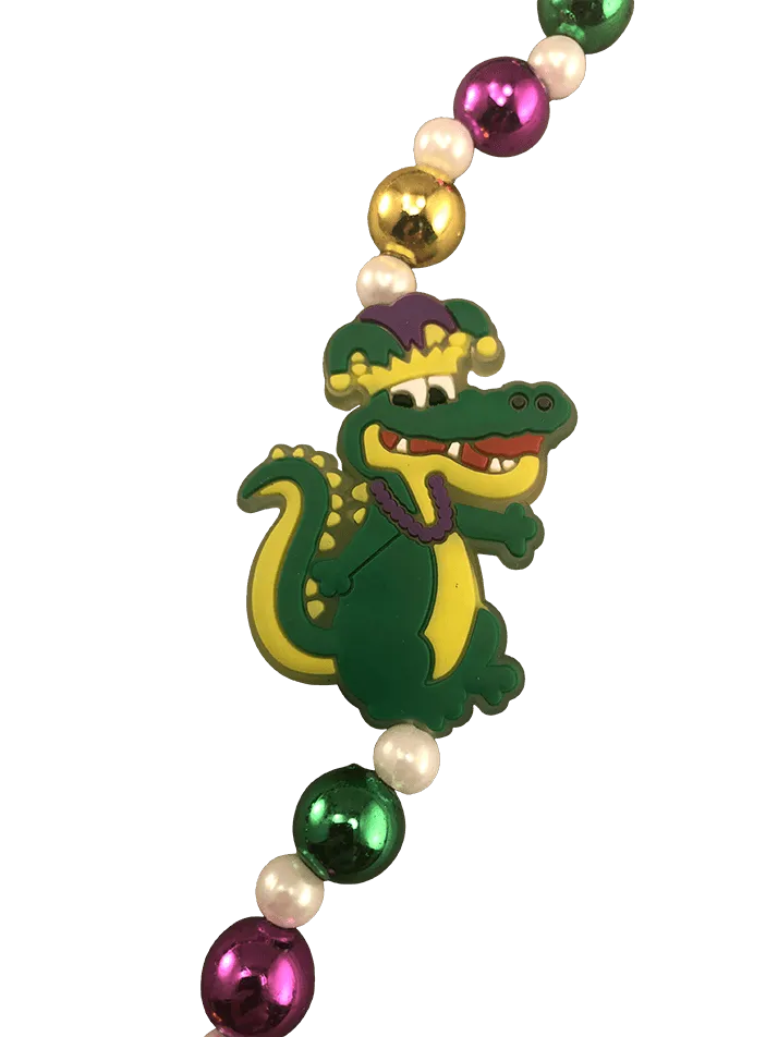 Mardi Gras Alligator w/ Crown Beads