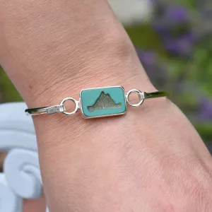 Martha's Vineyard Summer Bangle Bracelet, Sterling Silver with Turquoise Glass Tile