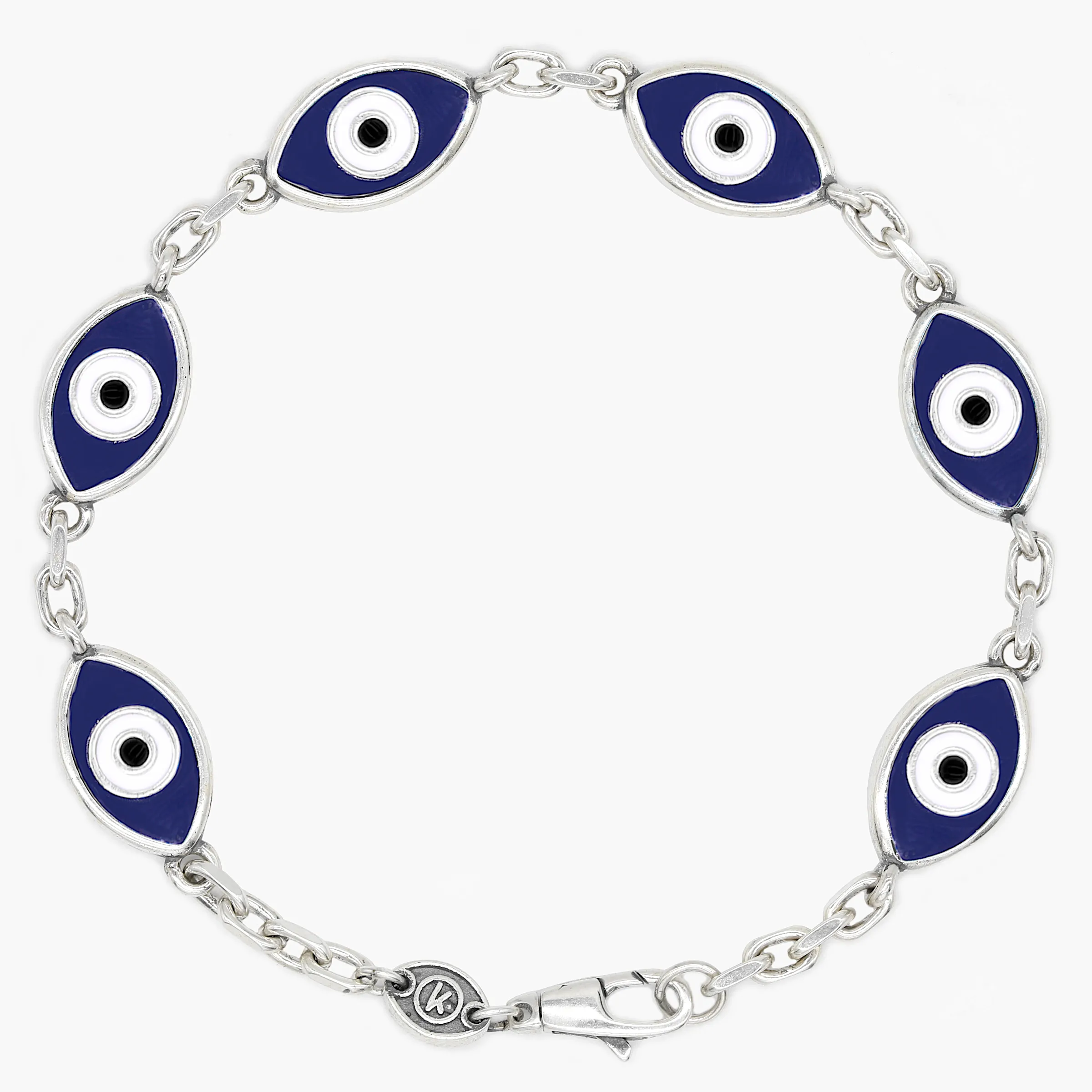 Maxi Multi Evil Eye Sterling Silver Chain Bracelet