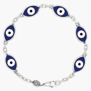Maxi Multi Evil Eye Sterling Silver Chain Bracelet