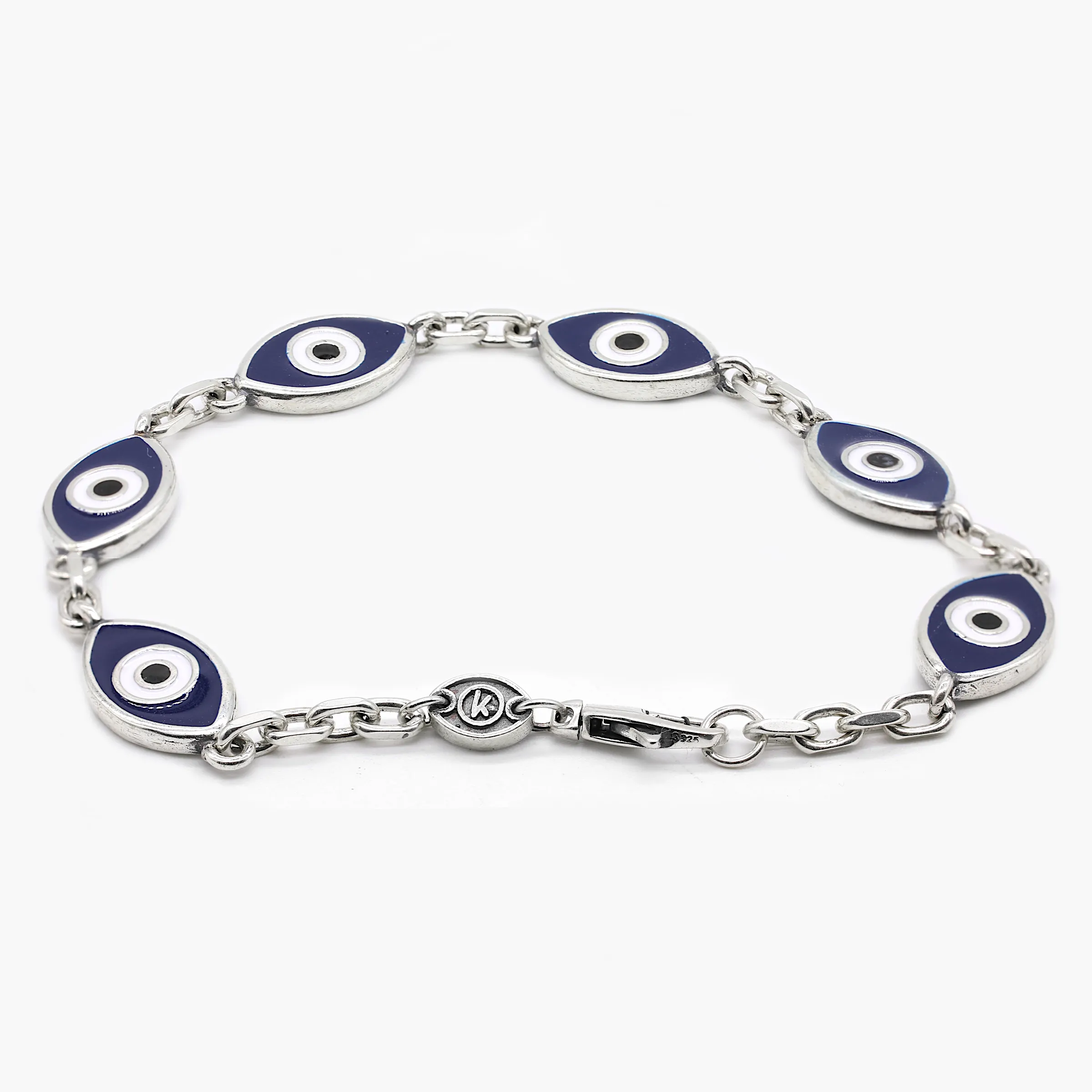 Maxi Multi Evil Eye Sterling Silver Chain Bracelet
