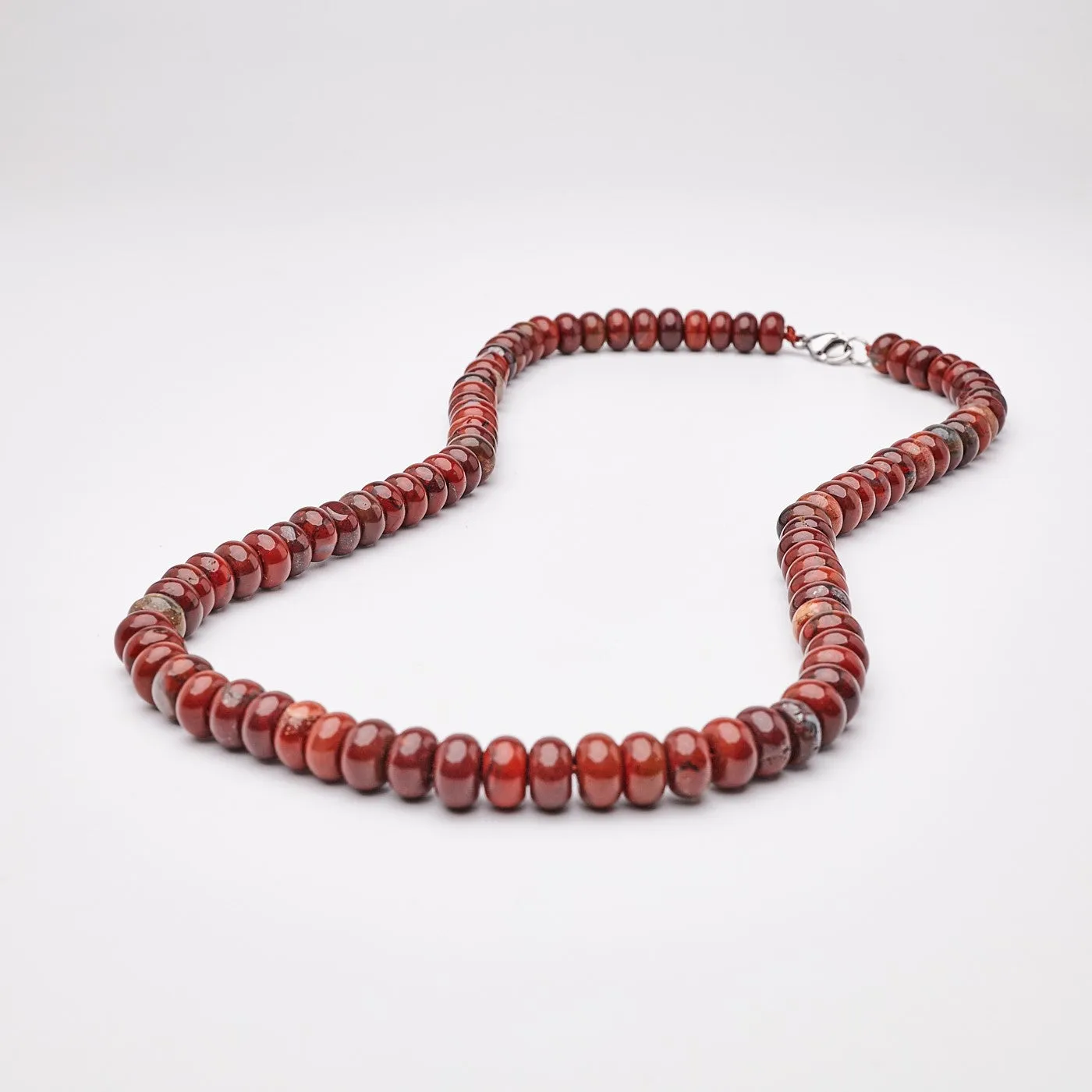 Mens Beaded Necklace | Handmade Natural Jasper Gemstone Necklace for Men 20In