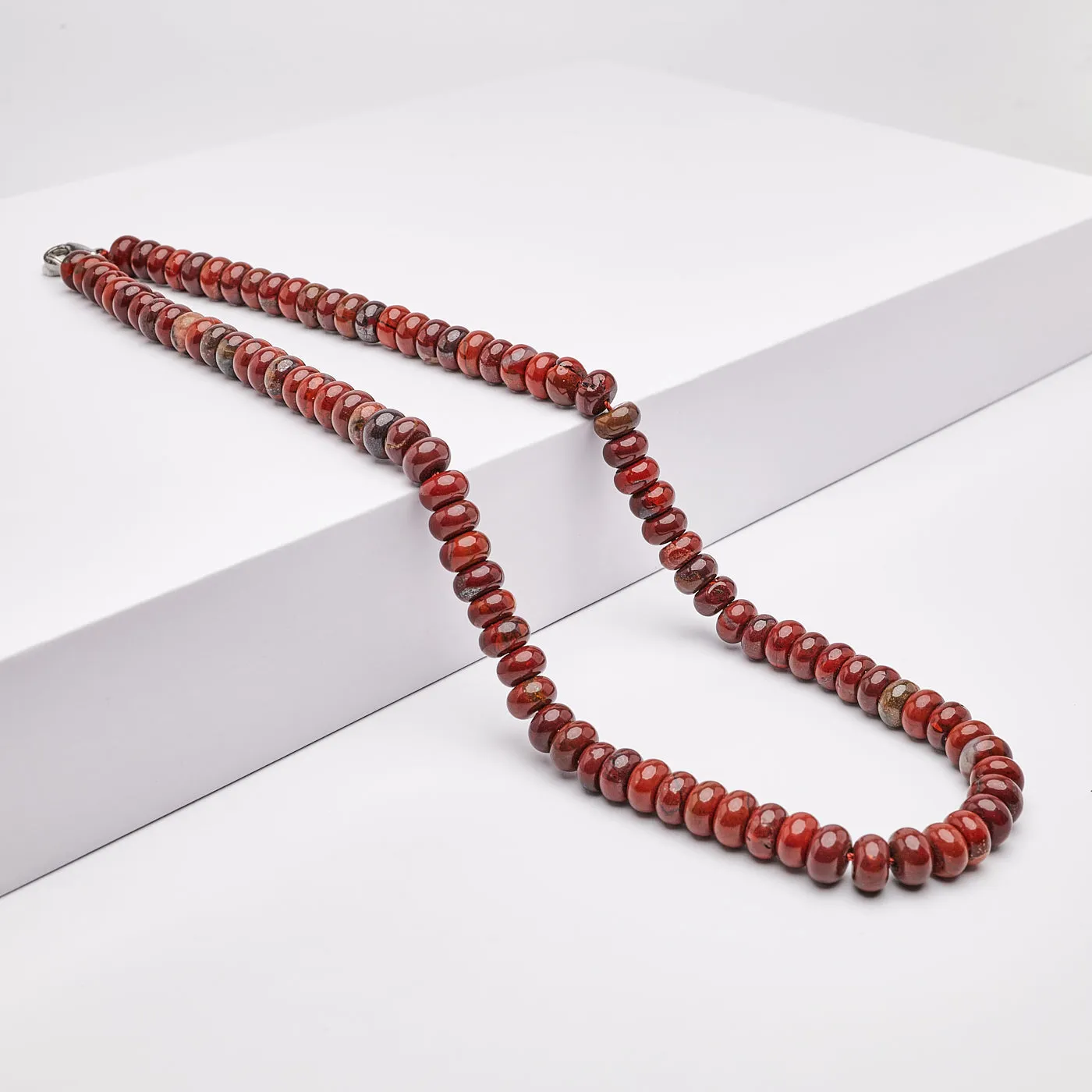 Mens Beaded Necklace | Handmade Natural Jasper Gemstone Necklace for Men 20In