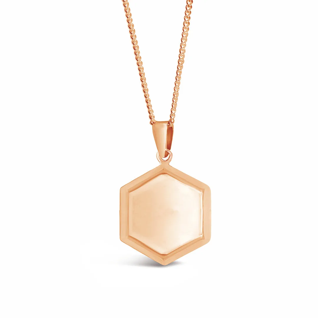 Men's Hexagon Locket Necklace | Rose Gold