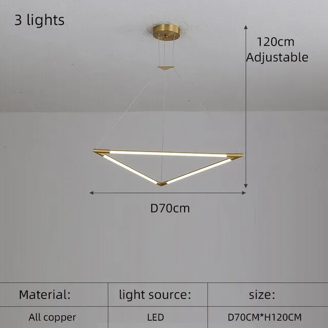 Modern simple copper led long chandelier restaurant coffee shop front desk chandelier office creative decoration Chandelier