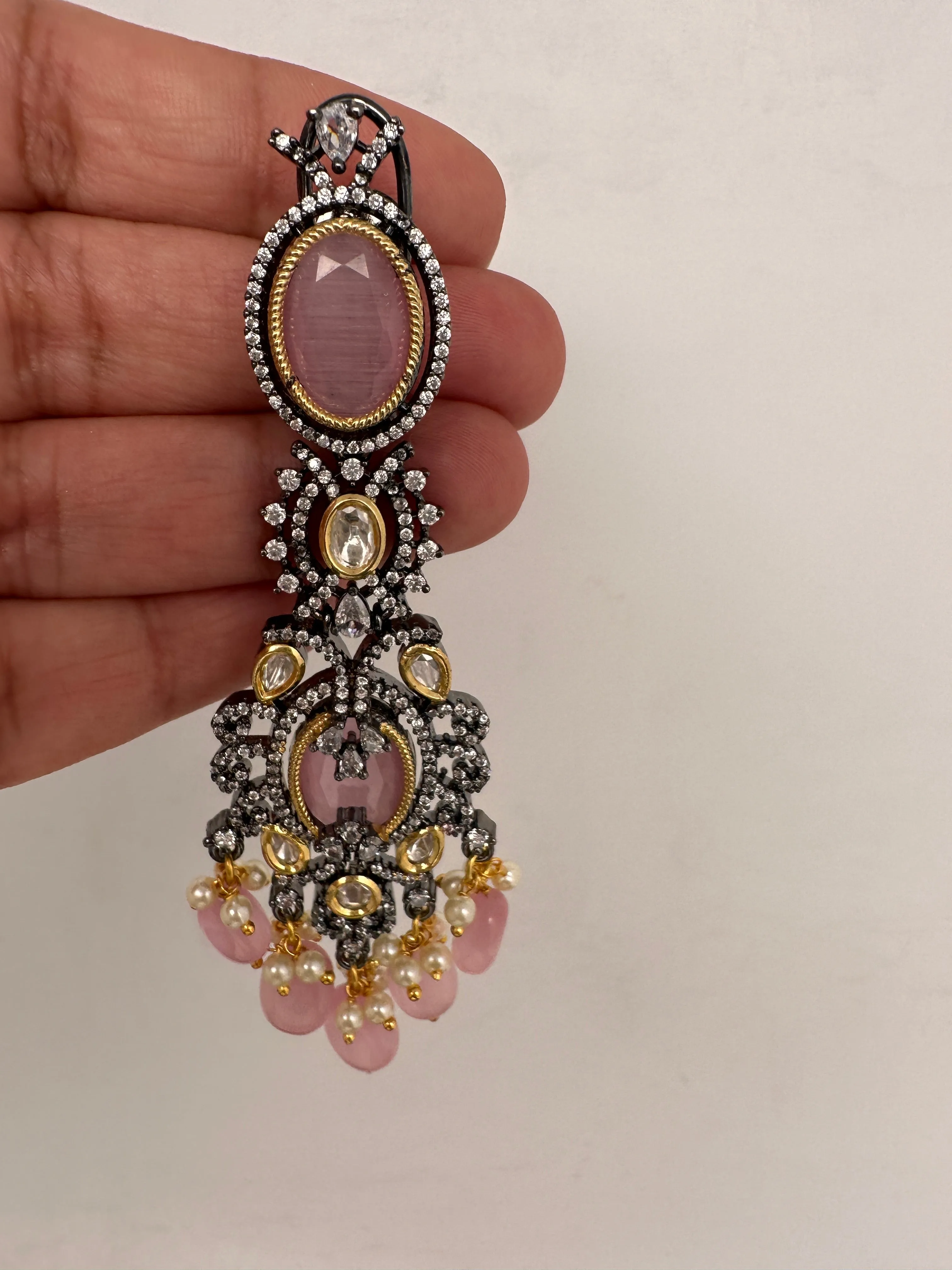 Moissanite Kundan Victorian Finish Color Stone Color beads Choker