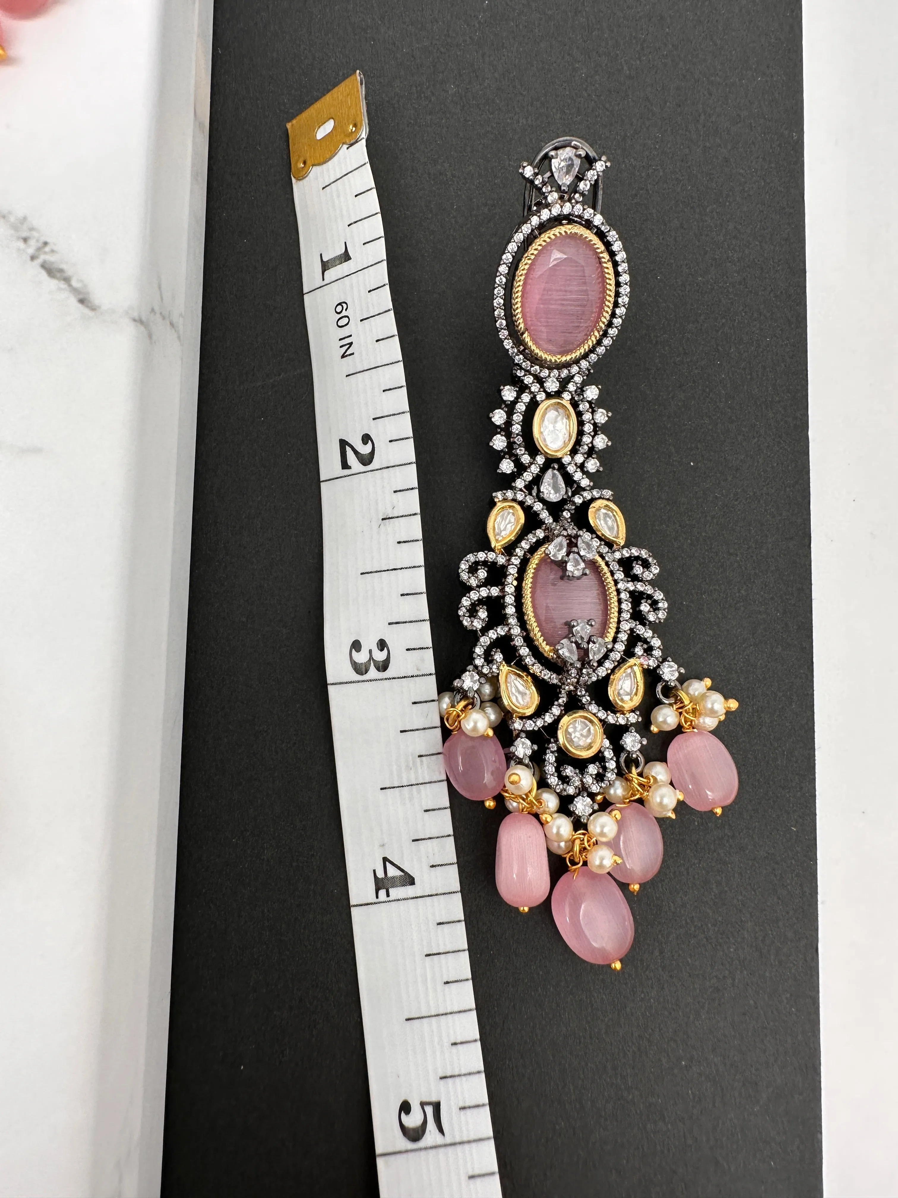 Moissanite Kundan Victorian Finish Color Stone Color beads Choker