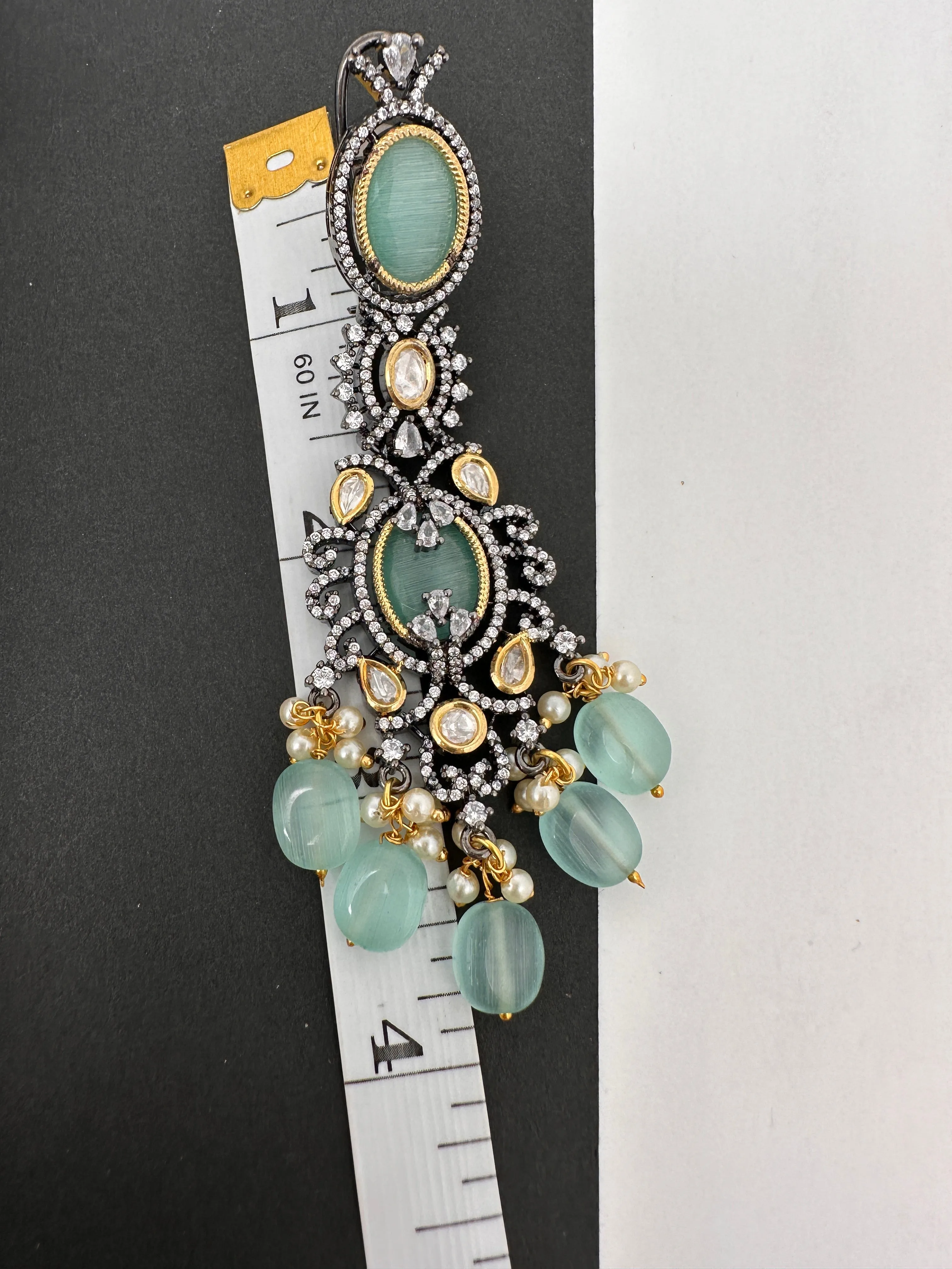 Moissanite Kundan Victorian Finish Color Stone Color beads Choker