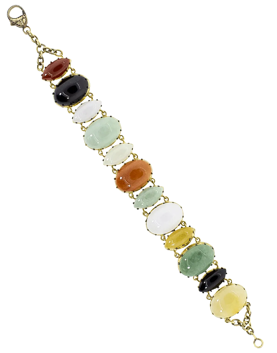 Multi Color Oval Jade Bracelet