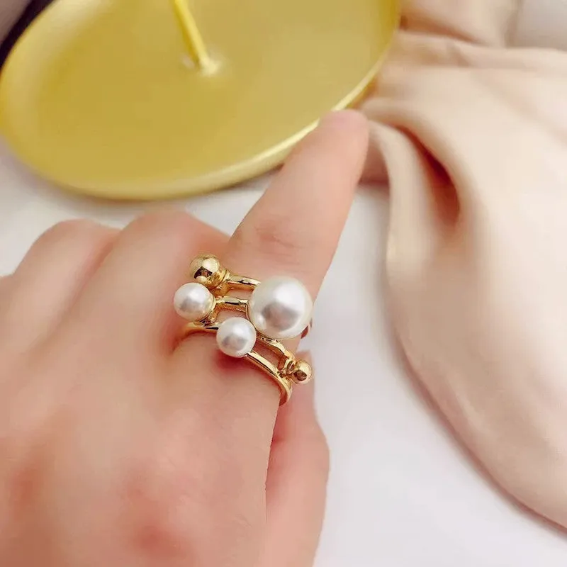 Multilayer Metal Pearl Bracelet Retro Temperament Suit Women