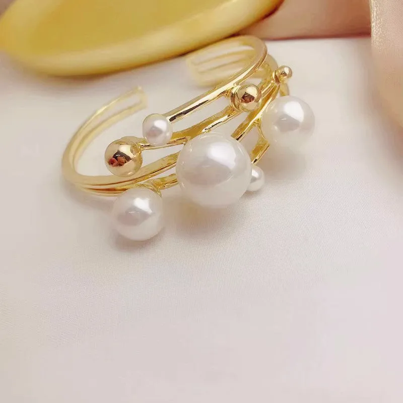 Multilayer Metal Pearl Bracelet Retro Temperament Suit Women