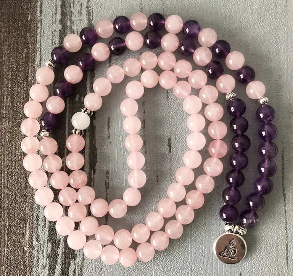 Natural Amethyst Stone Crystal Yoga Bracelet
