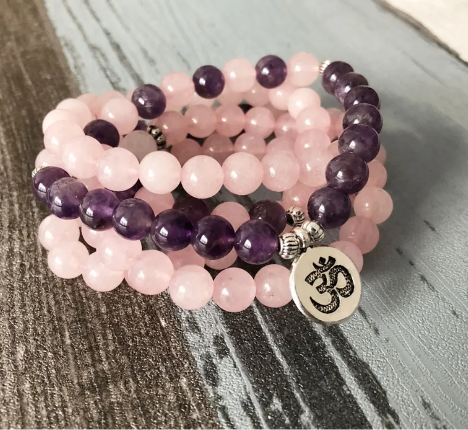 Natural Amethyst Stone Crystal Yoga Bracelet
