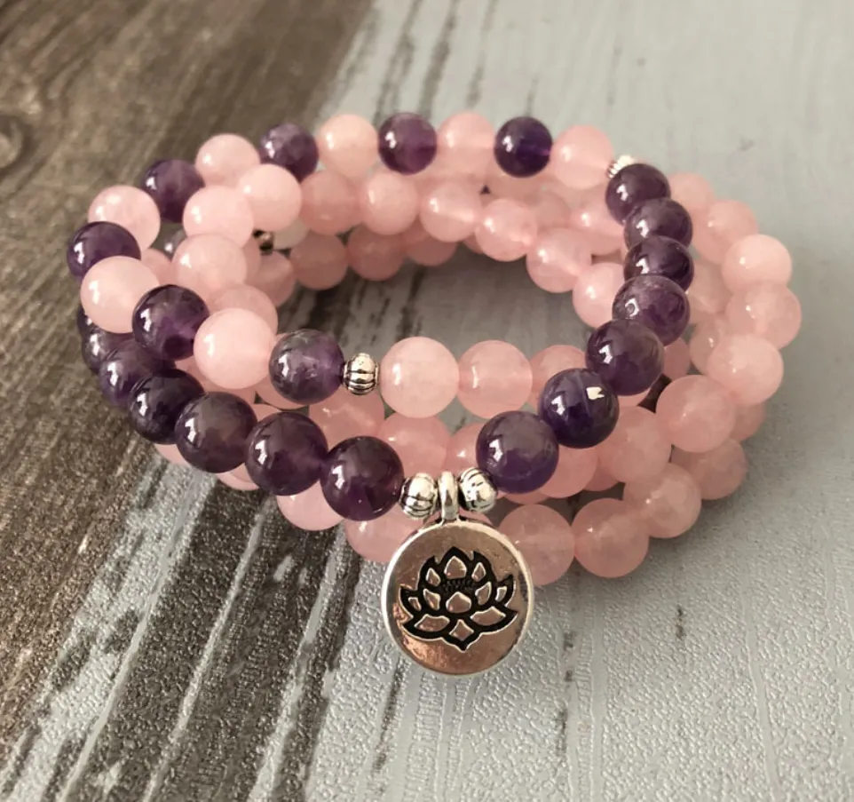 Natural Amethyst Stone Crystal Yoga Bracelet