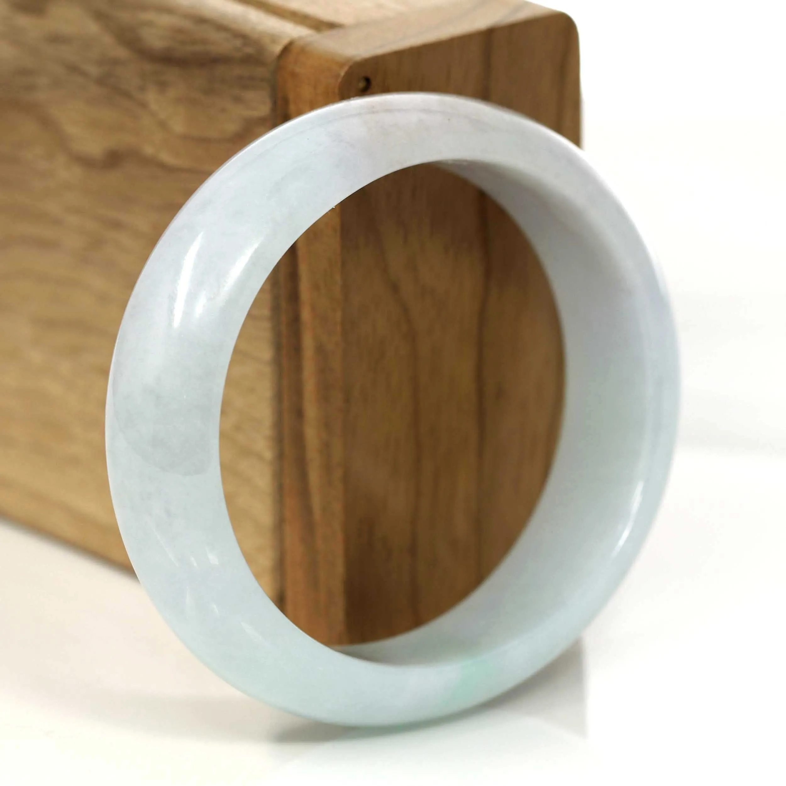 Natural Blue Green Lavender Burmese Jadeite Jade Oval Bangle (56.87 mm) #653