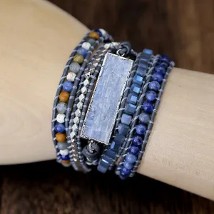 Natural Blue Topaz Sodalite Gemstone Healing Bracelet for Women Charms Gifts for Mom