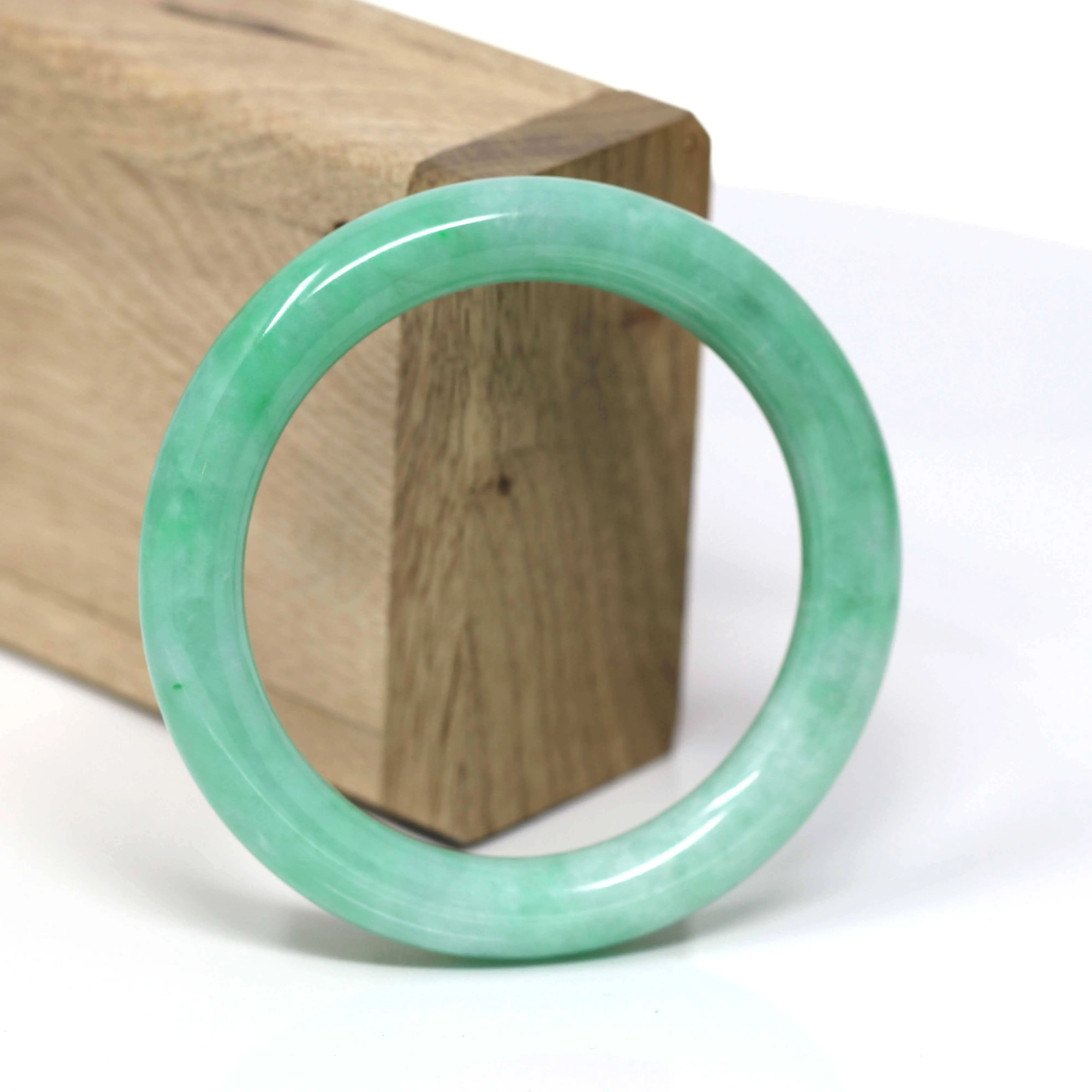 Natural Burmese Apple Green Jadeite Jade Bangle Bracelet ( 53.6 mm) #441
