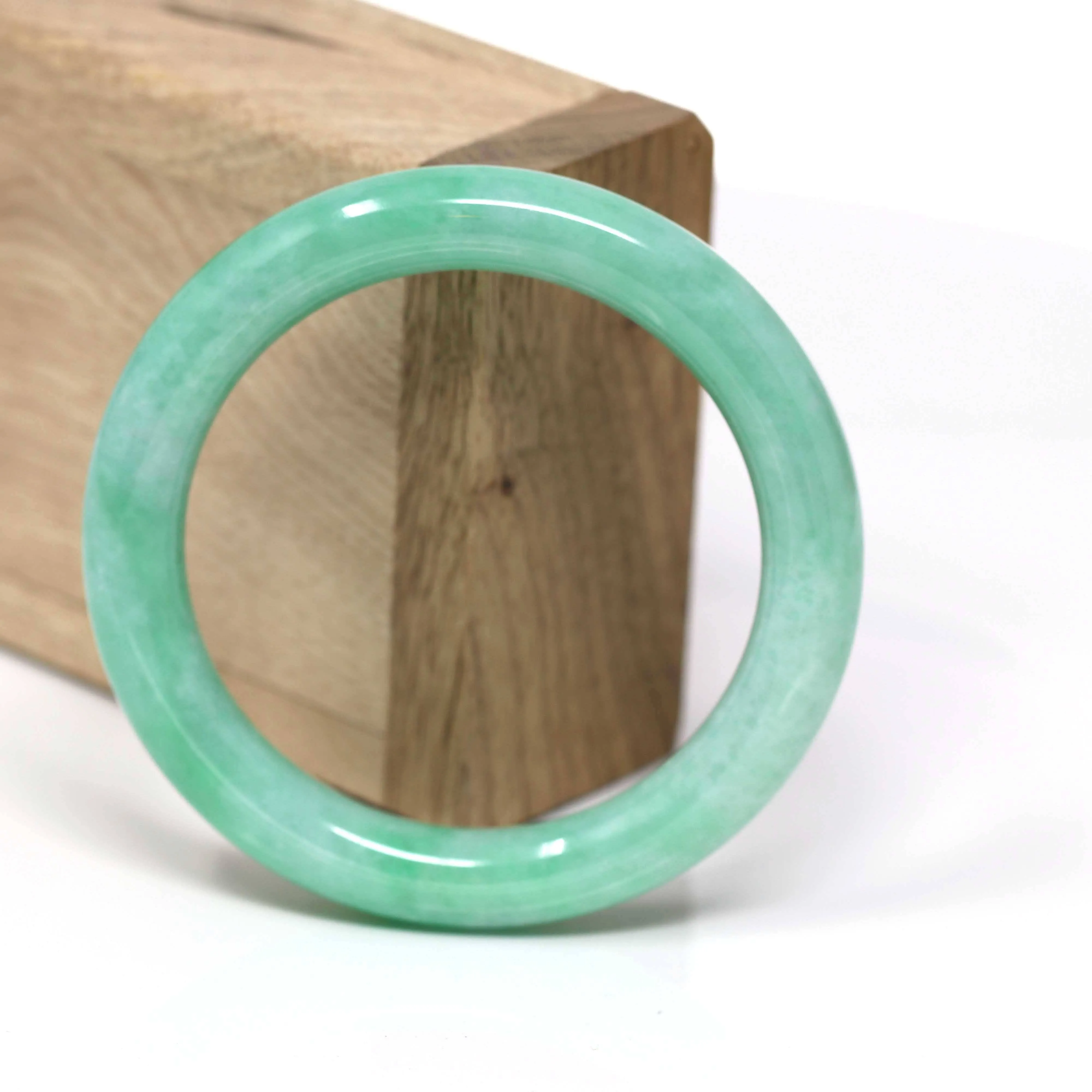 Natural Burmese Apple Green Jadeite Jade Bangle Bracelet ( 53.6 mm) #441