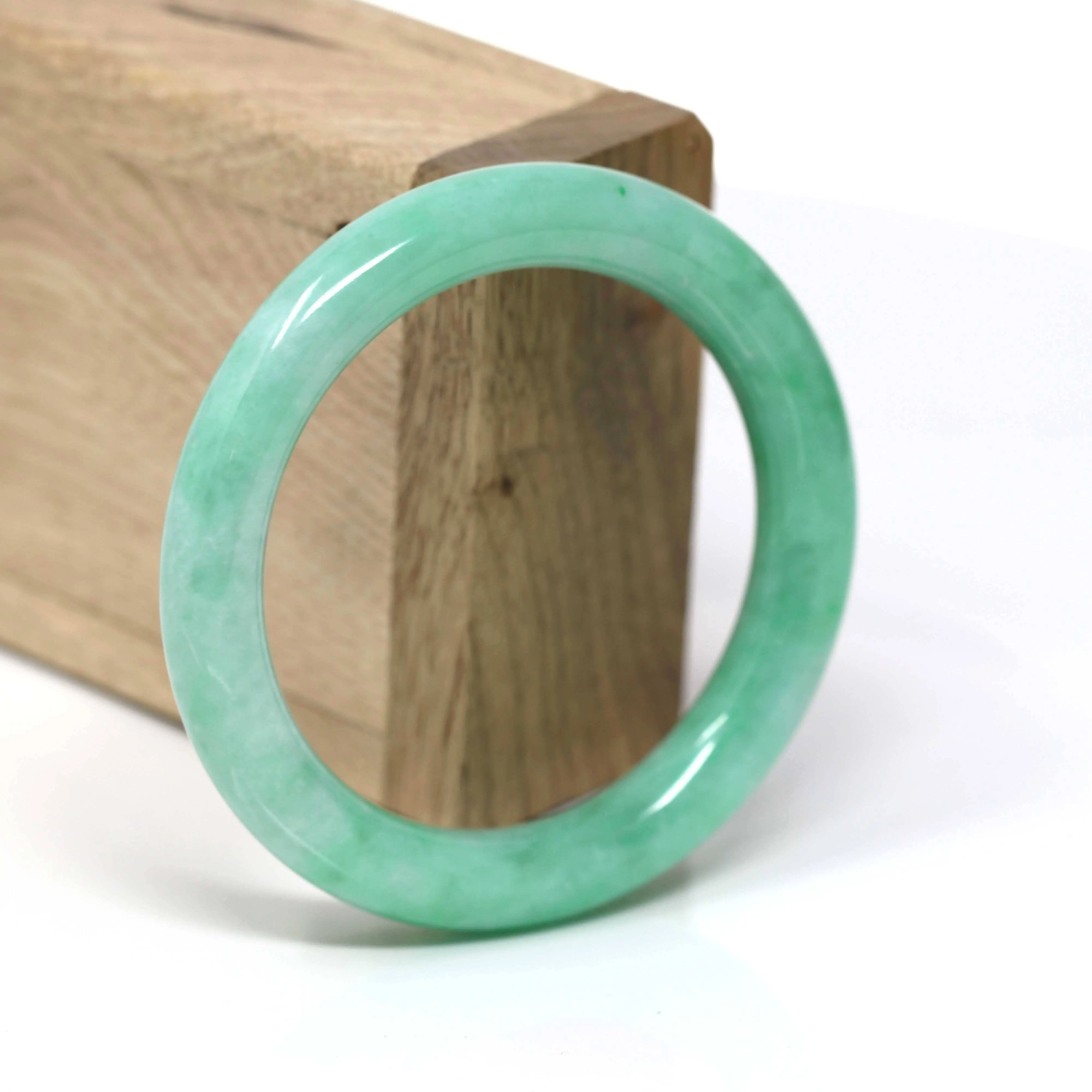 Natural Burmese Apple Green Jadeite Jade Bangle Bracelet ( 53.6 mm) #441