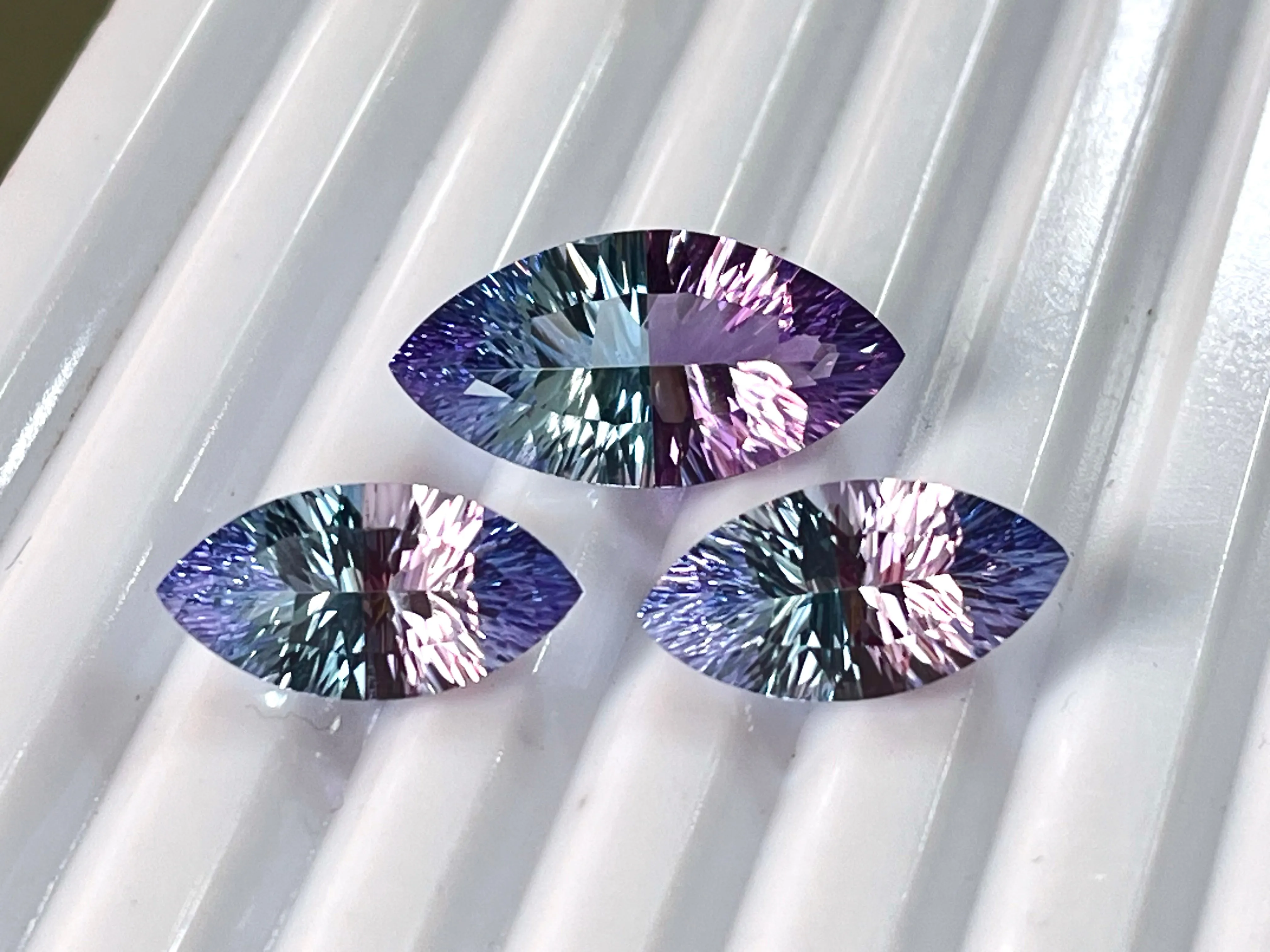 Natural Gemstones Doublet concave cut pair and sets