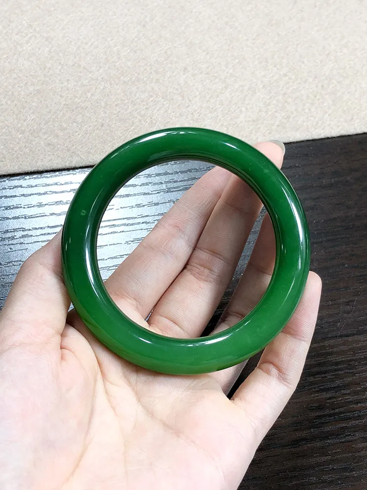 Natural Jade Bangle Nephrite Bangle Internal Diameter 55.9mm NBE012