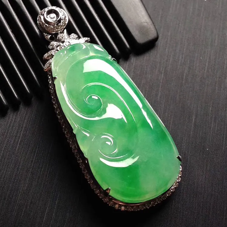 Natural Jade Pendant Jadeite Gold Ruyi Pendant PT307