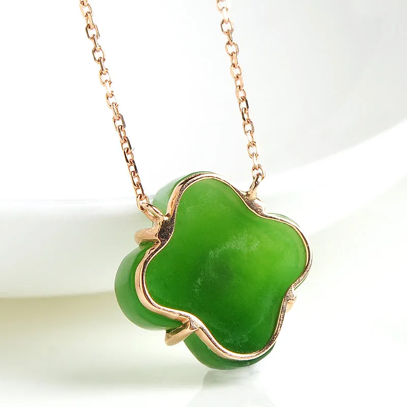 Natural Jade Pendant Nephrite Gold Pendant PT136
