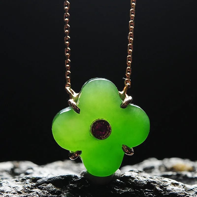 Natural Jade Pendant Nephrite Gold Pendant PT136