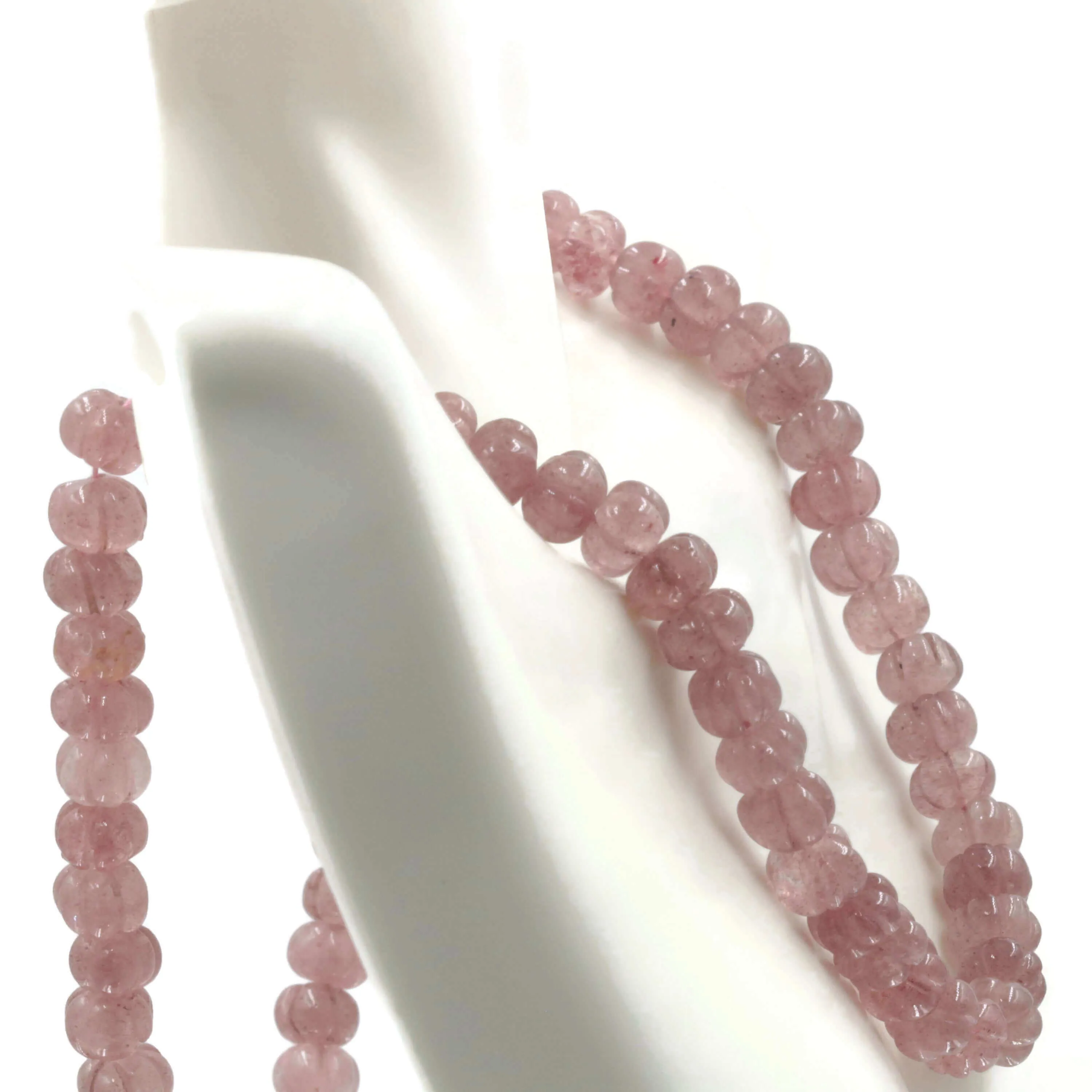 Natural Strawberry Quartz Pumpkin Shaped Beaded Necklace SKU 6141184