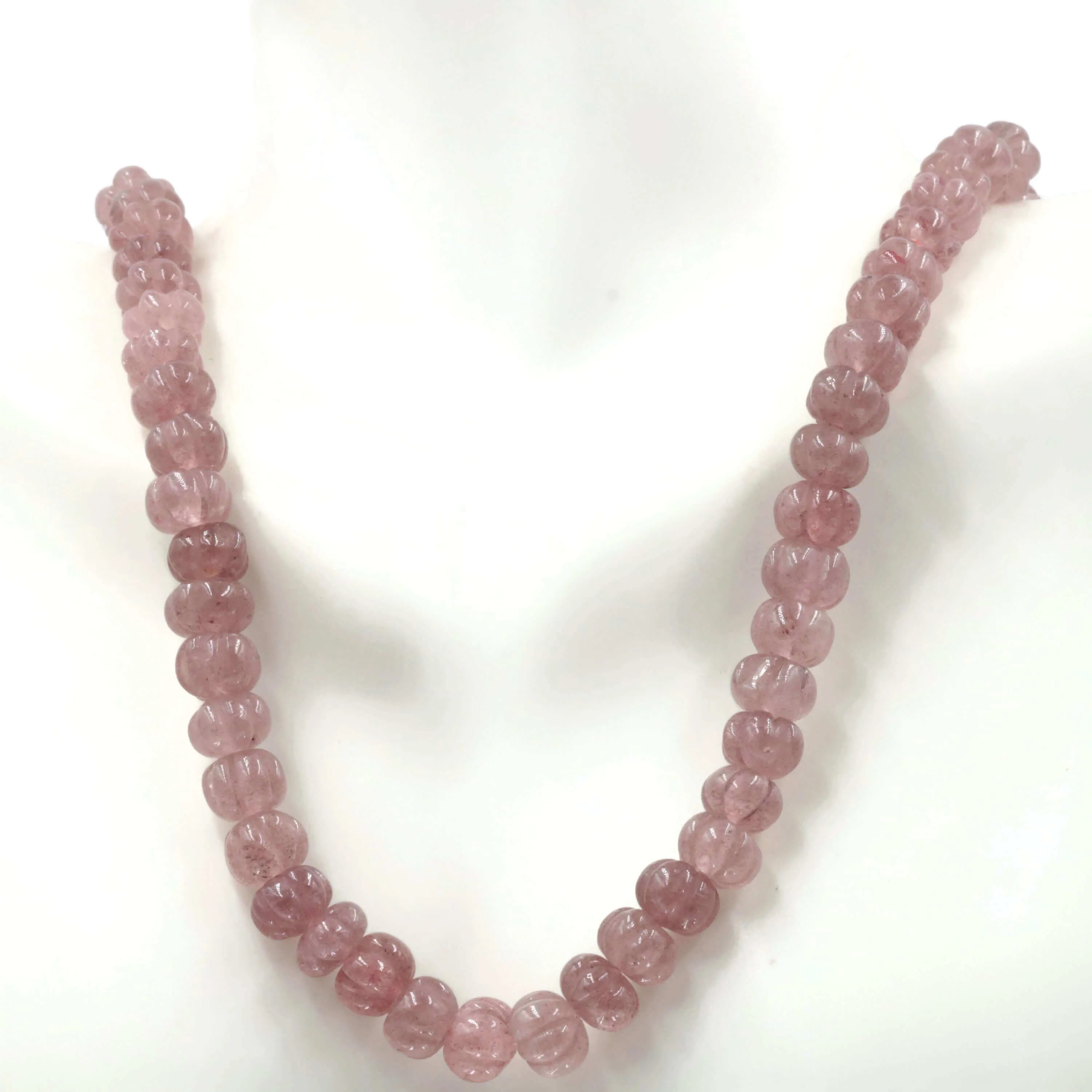 Natural Strawberry Quartz Pumpkin Shaped Beaded Necklace SKU 6141184